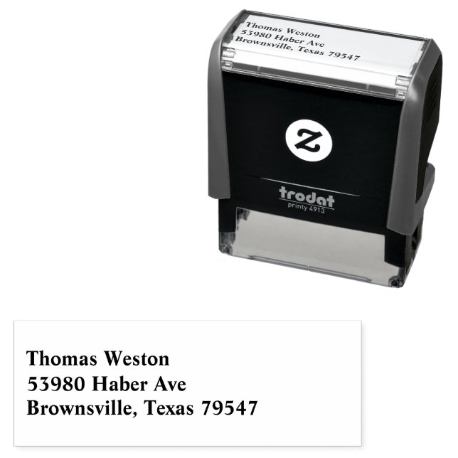 Briefmarke aus Rücksendeadresse Permastempel (Beispiel)