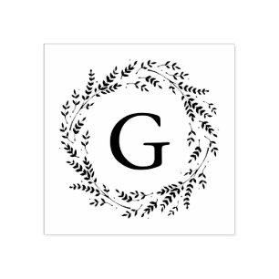 Briefmarke aus Rustikal-Wreath-Monogramm Gummistempel