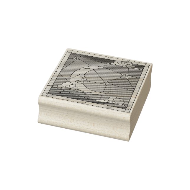 Briefmarke aus verklebtem Glasmond, Stars und Wolk Gummistempel (Stempel)