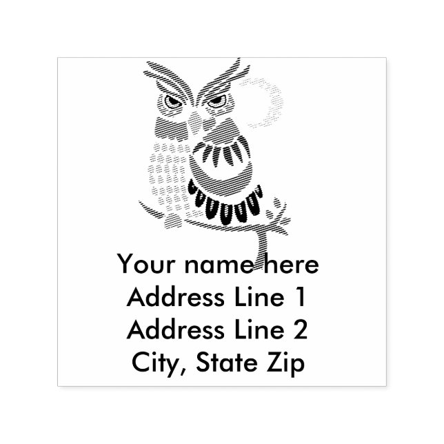 Briefmarke der coolen Abstrakten Owl-Selbstfarben Permastempel (Design)