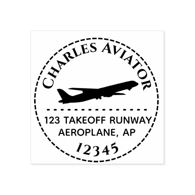 Briefmarke der  der Rücksendeadresse von Flugzeuge Gummistempel (Prägung)