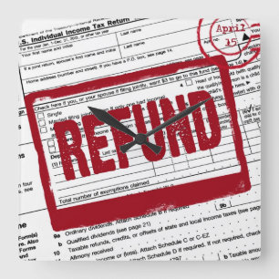 Briefmarke der Einkommensteuer Quadratische Wanduhr