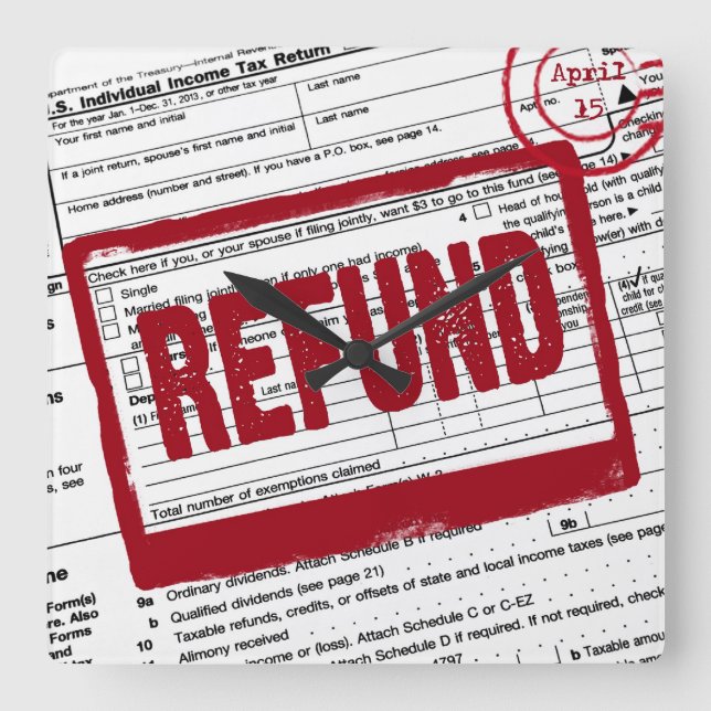 Briefmarke der Einkommensteuer Quadratische Wanduhr (Vorderseite)