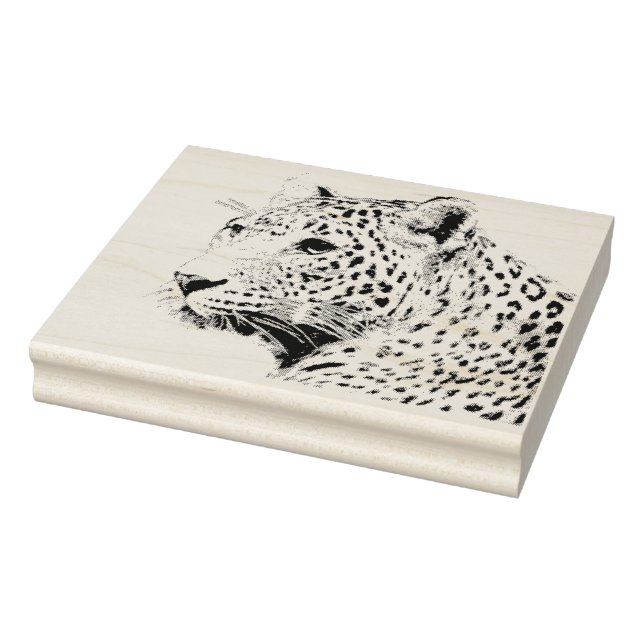 Briefmarke der Holzkunst - Leopard Gummistempel (Stempel)