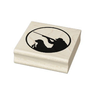 Briefmarke der Holzkunst/Menschenjagd mit Hund Gummistempel