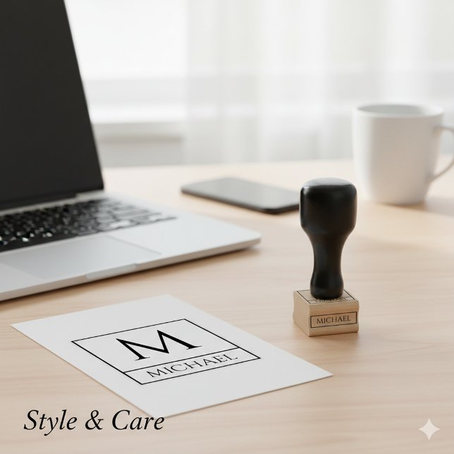 Briefmarke der Holzkunst mit Ihrem Namen und Ihrer Gummistempel (Wood Art Stamp Featuring Your Name and Initial)