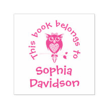 Briefmarke der Kinderbibliothek niedliche Eule