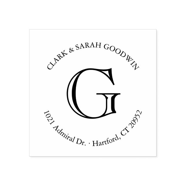 Briefmarke der klassischen Monogramm-Rücksendeadre Gummistempel (Prägung)