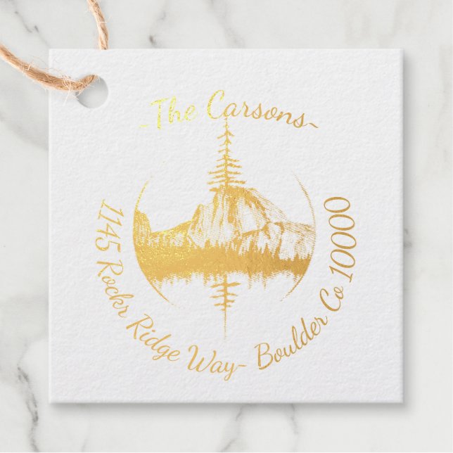 Briefmarke der landschaftlichen Waldadresse Geschenkanhänger (Vorderseite)