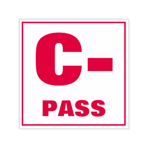 Briefmarke der Lehrerbewertung: C-, PASS Permastempel