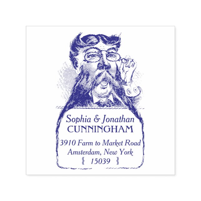 Briefmarke der Rücksendeadresse "Bearded Man Self  Permastempel (Design)