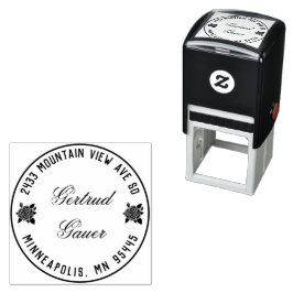 Briefmarke der Selbstfarbadresse mit Rote Rosen Permastempel