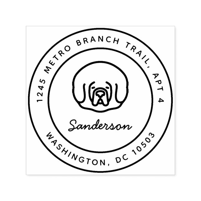 Briefmarke der tibetischen Mastiff-Rücksendeadress Permastempel (Design)