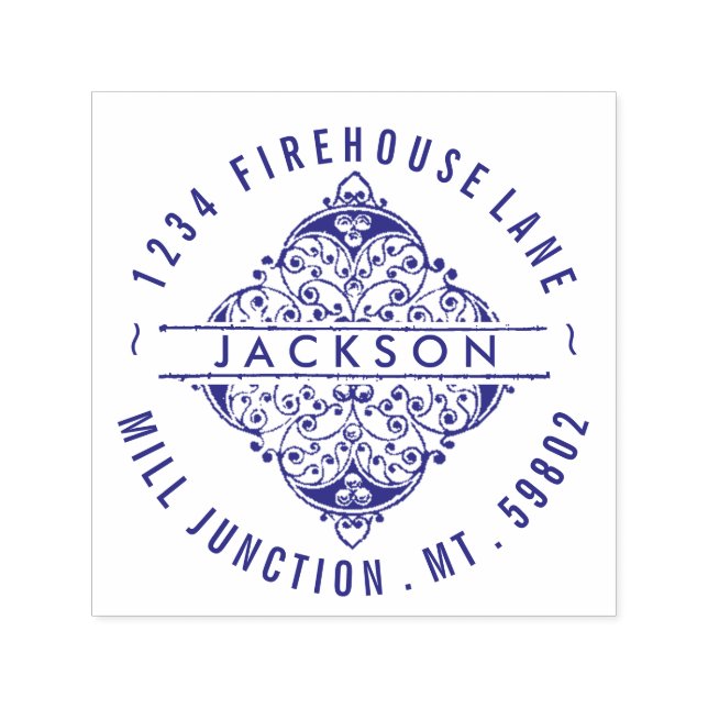 Briefmarke der verzierten Selbstfarben-Rücksendead Permastempel (Design)