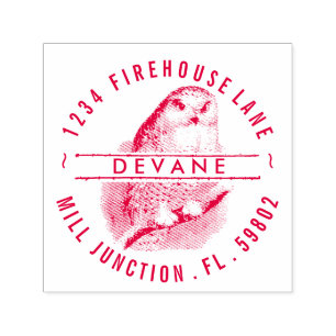 Briefmarke der Vintagen Owl Self-Inking-Rücksendea Permastempel