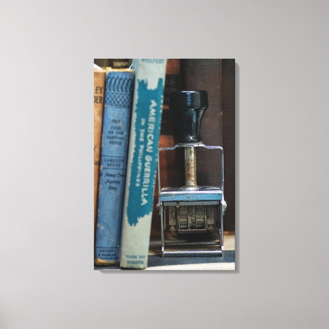 Briefmarke des Bibliotheksdatums Leinwanddruck (Vorderseite)