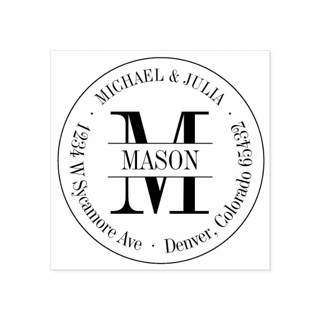 Briefmarke des klassischen Round Monogram Gummistempel (Prägung)