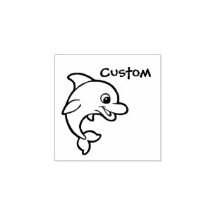 Briefmarke des Lehrers - Cartoon Dolphin Gummistempel