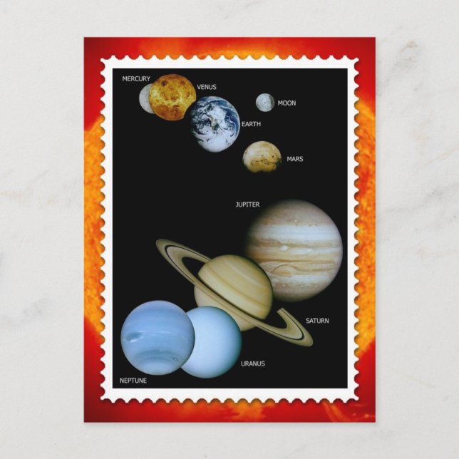 Briefmarke des Sonnensystems Postkarte (Vorderseite)