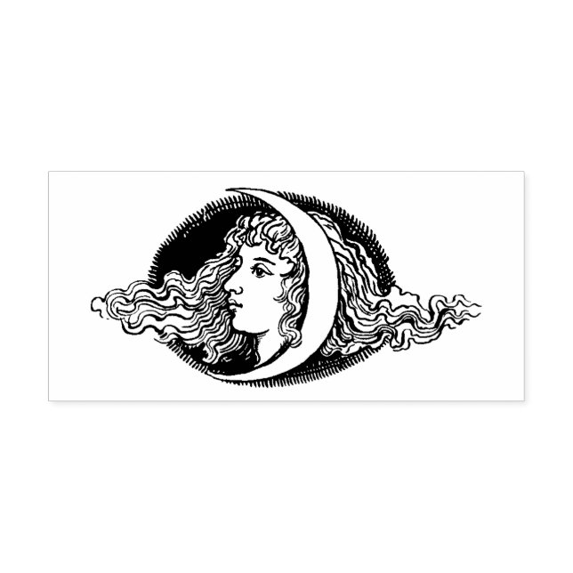 Briefmarke "Female Face with Moon" Gummistempel (Prägung)
