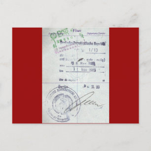 Briefmarke für Visa und Einreise aus Ostdeutschlan Postkarte