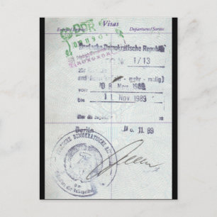 Briefmarke für Visa und Einreise aus Ostdeutschlan Postkarte