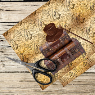 Briefmarke, Gepäck - Vintages Steampunkdesign Seidenpapier