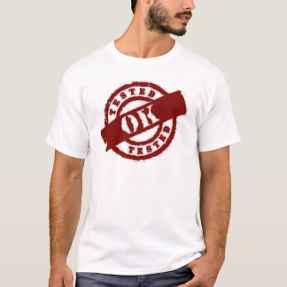 Briefmarke geprüftes okayrot T-Shirt