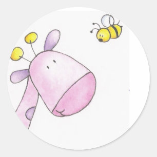 Briefmarke girafe und abeille runder aufkleber