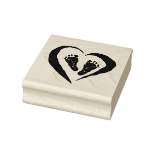 Briefmarke/Herz mit Füßen Gummistempel