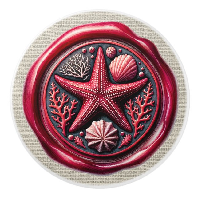 Briefmarke Image Beach Drawer Knobs Keramikknauf (Vorderseite)