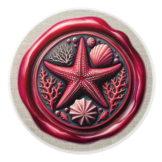 Briefmarke Image Beach Drawer Knobs Keramikknauf (Vorderseite)