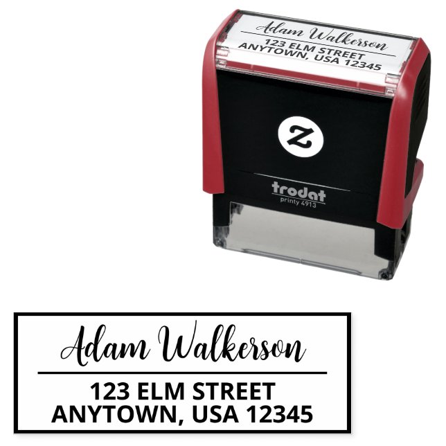 Briefmarke Minimalistischer Skriptname Rücksendead Permastempel (Beispiel)