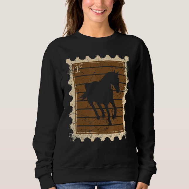 Briefmarke Mit Einem Pferd 3 Sweatshirt (Vorderseite)