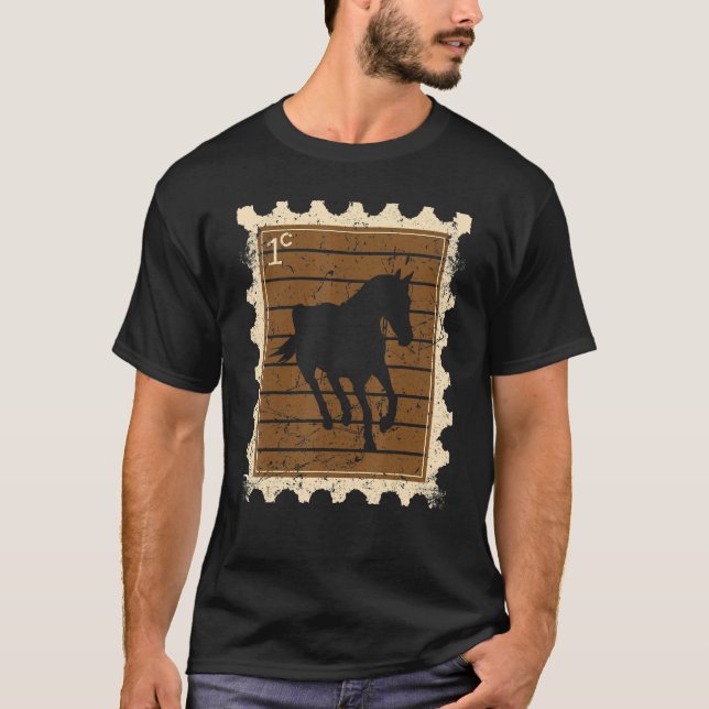 Briefmarke Mit Einem Pferd 3 T-Shirt (Vorderseite)