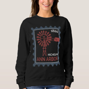 Briefmarke mit einer alten Windkraftanlage in Ann Sweatshirt