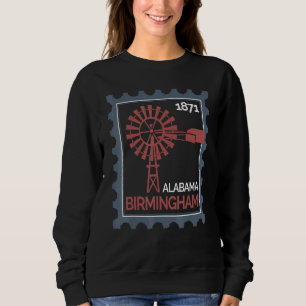 Briefmarke mit einer alten Windkraftanlage in Birm Sweatshirt