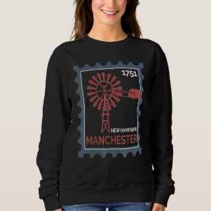 Briefmarke mit einer alten Windkraftanlage in Manc Sweatshirt