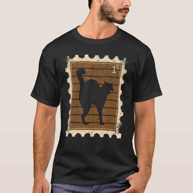 Briefmarke mit einer Katze T-Shirt (Vorderseite)