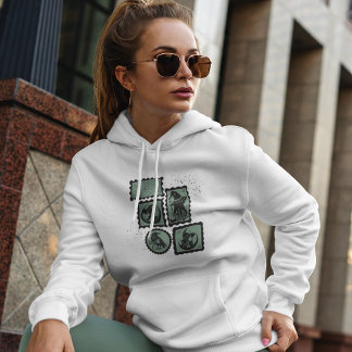Briefmarke mit Halloween-Symbolen Hoodie