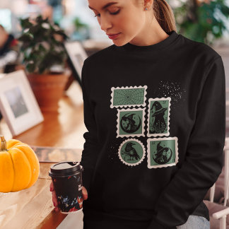 Briefmarke mit Halloween-Symbolen Sweatshirt