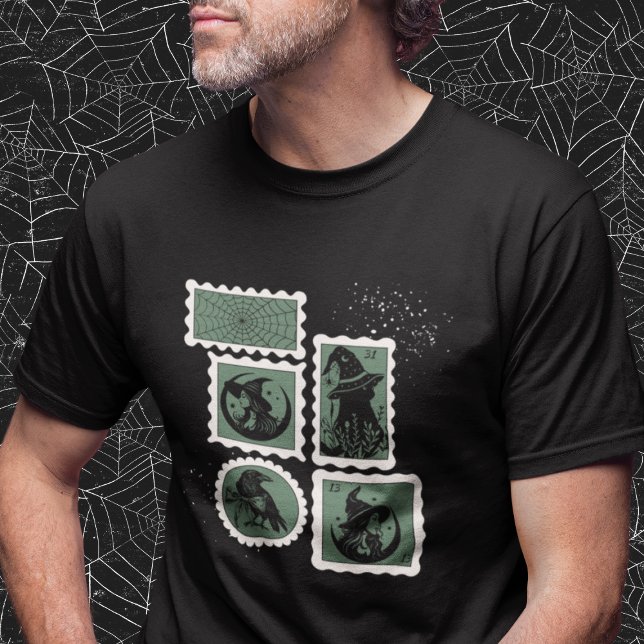 Briefmarke mit Halloween-Symbolen T-Shirt (This item is for display purposes only to illustrate the design element.)