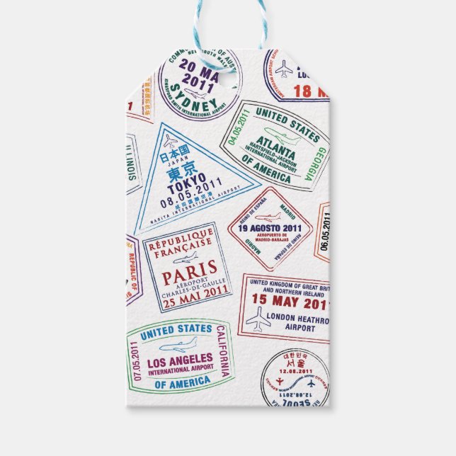 Briefmarke-Muster für Passport Geschenkanhänger (Vorderseite)