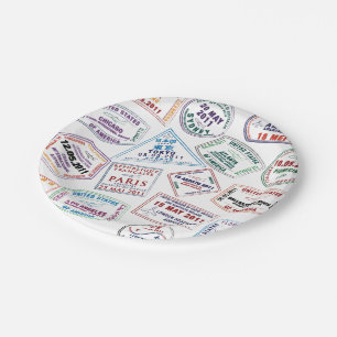 Briefmarke-Muster für Passport Pappteller