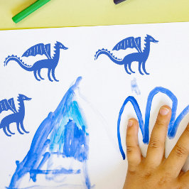 Briefmarke niedlicher Drache | Stehende Pose Gummistempel