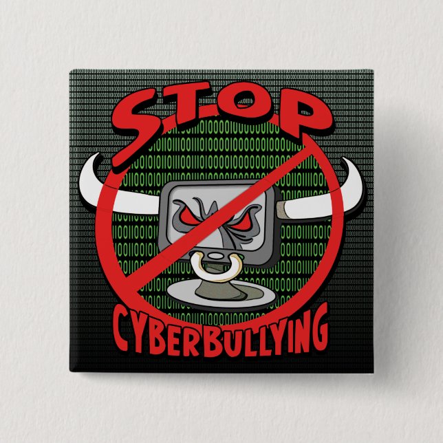 Briefmarke-Out-Stopp-Cybermobbing Button (Vorderseite)