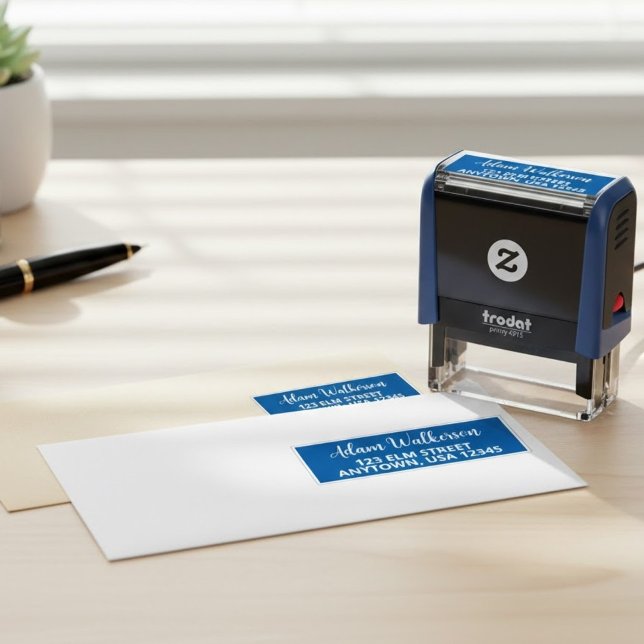 Briefmarke personalisierter Skriptnamen mit einer  Permastempel (simple typography address stamper, custom name and address stamp)