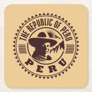 Briefmarke, Peru Rechteckiger Pappuntersetzer