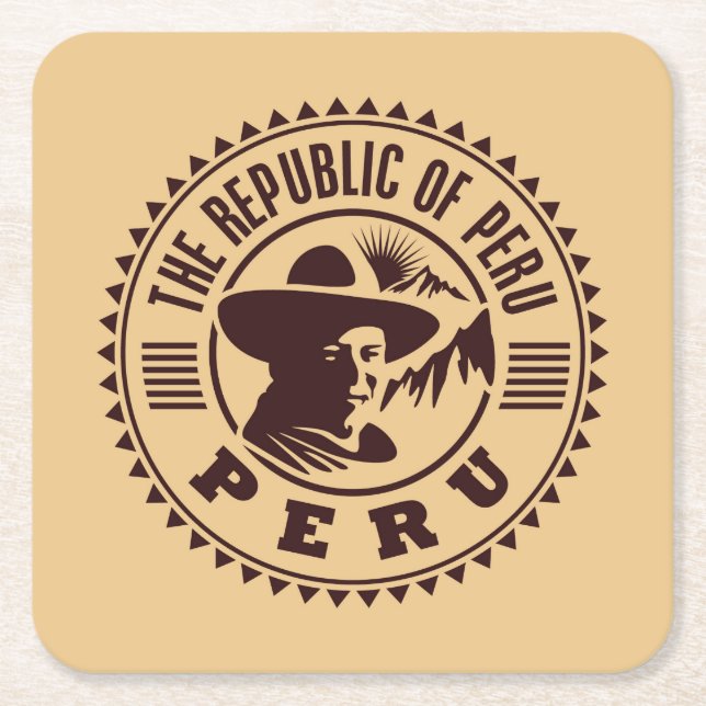 Briefmarke, Peru Rechteckiger Pappuntersetzer (Vorderseite)