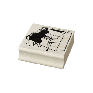 Briefmarke Piano Cat Gummistempel